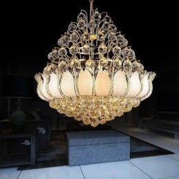 Moderne Krystall Empire Lysekrone Gullfarget Anhengslampe Lotus