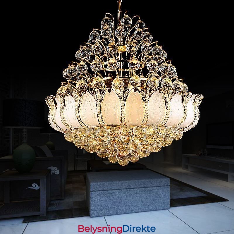Moderne Krystall Empire Lysekrone Gullfarget Anhengslampe Lotus