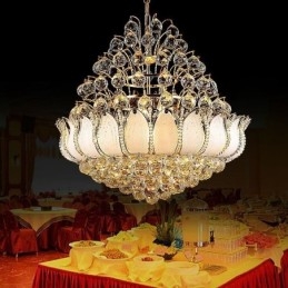 Moderne Krystall Empire Lysekrone Gullfarget Anhengslampe Lotus