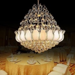 Moderne Krystall Empire Lysekrone Gullfarget Anhengslampe Lotus