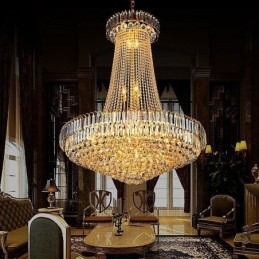 Elegant Krystalllysekrone Europeisk Anhengslampe Lang Hengende Lysekrone Tosidig Trapp