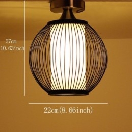 Unik, Halvinnfelt, Kreativ, Rund Bambus Taklampe For Verandabelysning