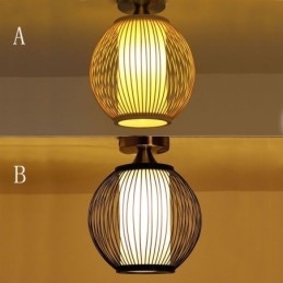 Unik, Halvinnfelt, Kreativ, Rund Bambus Taklampe For Verandabelysning