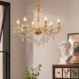 Amerikansk Krystall Pendellampe I Landlig Stil, Kreativ Taklampe I Jernkunst