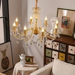 Amerikansk Krystall Pendellampe I Landlig Stil, Kreativ Taklampe I Jernkunst