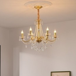 Amerikansk Krystall Pendellampe I Landlig Stil, Kreativ Taklampe I Jernkunst