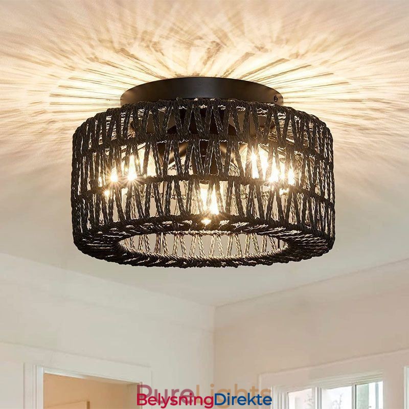 Amerikansk, Vevd Burtaklampe I Landlig Stil, Innfelt