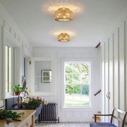 Amerikansk, Vevd Burtaklampe I Landlig Stil, Innfelt
