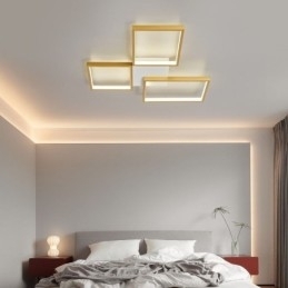 Minimalistisk 3-Kantet Taklampe For Innfelt Montering, Trinnløs Dimbar Med Fjernkontroll, 60W