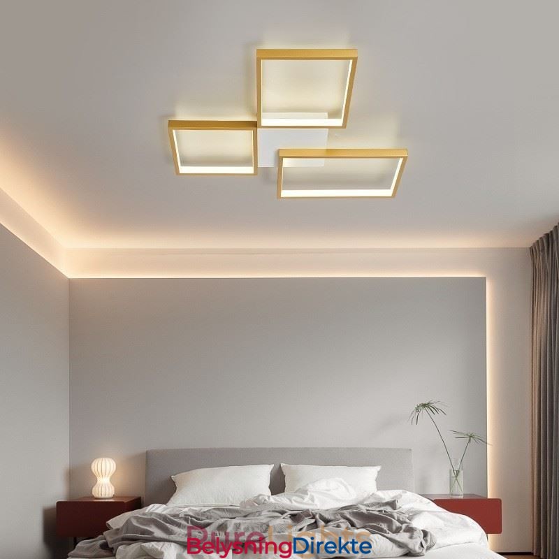 Minimalistisk 3-Kantet Taklampe For Innfelt Montering, Trinnløs Dimbar Med Fjernkontroll, 60W