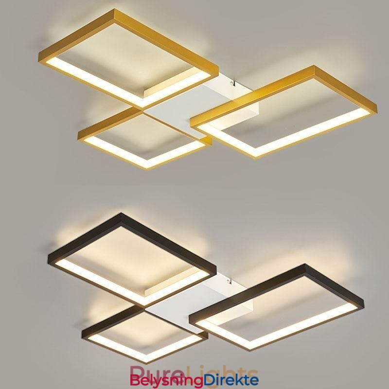 Minimalistisk 3-Kantet Taklampe For Innfelt Montering, Trinnløs Dimbar Med Fjernkontroll, 60W