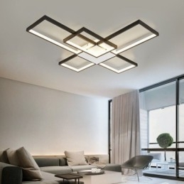 Minimalistisk Innfelt Taklampe Med Fem Firkanter, Trinnløs Dimbar Med Fjernkontroll, 92 W