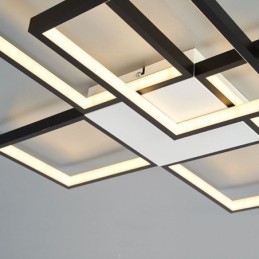 Minimalistisk Innfelt Taklampe Med Fem Firkanter, Trinnløs Dimbar Med Fjernkontroll, 92 W