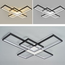 Minimalistisk Innfelt Taklampe Med Fem Firkanter, Trinnløs Dimbar Med Fjernkontroll, 92 W
