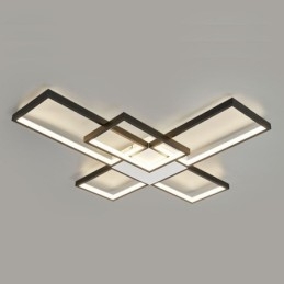 Minimalistisk Innfelt Taklampe Med Fem Firkanter, Trinnløs Dimbar Med Fjernkontroll, 92 W