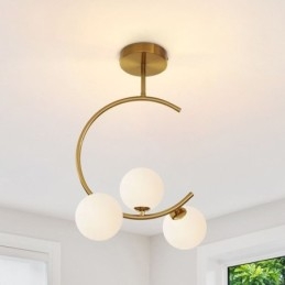 Moderne Og Enkel, Innfelt Taklampe Med Tre Hoder I Melkehvit Glass, G9 5W
