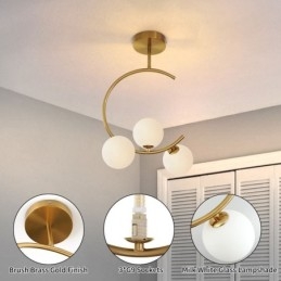 Moderne Og Enkel, Innfelt Taklampe Med Tre Hoder I Melkehvit Glass, G9 5W