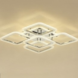 Innfelt Krom Akryl Firkantet Taklampe Med 5 Lys