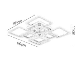 Innfelt Akryl Firkantet Taklampe I Krom, 8 Lys
