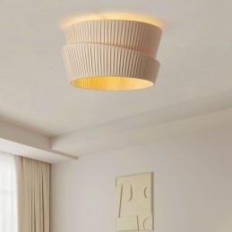 Wabi Sabi Innfelt Taklampe I Fransk Kremfarget Stil Med Dobbelt Stoffskjerm