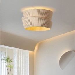 Wabi Sabi Innfelt Taklampe I Fransk Kremfarget Stil Med Dobbelt Stoffskjerm