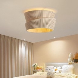 Wabi Sabi Innfelt Taklampe I Fransk Kremfarget Stil Med Dobbelt Stoffskjerm