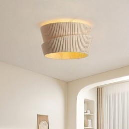 Wabi Sabi Innfelt Taklampe I Fransk Kremfarget Stil Med Dobbelt Stoffskjerm