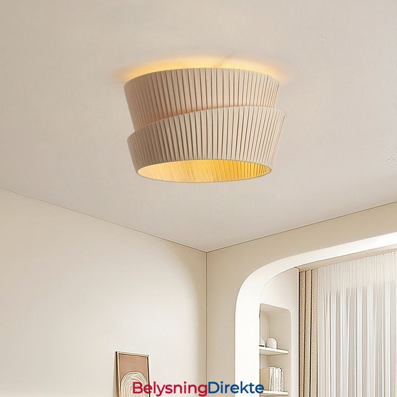 Wabi Sabi Innfelt Taklampe I Fransk Kremfarget Stil Med Dobbelt Stoffskjerm