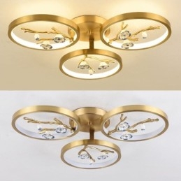 Innfelt Taklampe I Kobber Med Kunstgren, Plommeblomst