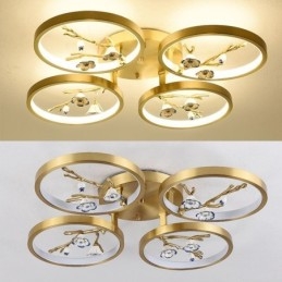 Innfelt Taklampe I Kobber Med Kunstgren, Plommeblomst