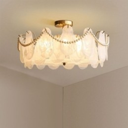 Europeisk Taklampe I Jern Elegant Taklampe I Glass
