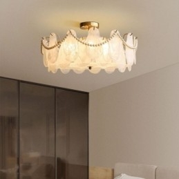 Europeisk Taklampe I Jern Elegant Taklampe I Glass