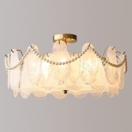 Europeisk Taklampe I Jern Elegant Taklampe I Glass