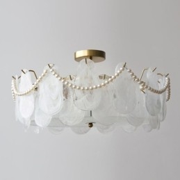 Europeisk Taklampe I Jern Elegant Taklampe I Glass