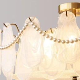 Europeisk Taklampe I Jern Elegant Taklampe I Glass