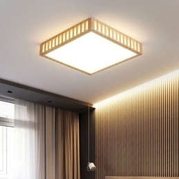 Japansk Taklampe Firkantet Taklampe I Tre