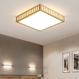 Japansk Taklampe Firkantet Taklampe I Tre