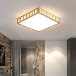 Japansk Taklampe Firkantet Taklampe I Tre