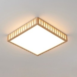 Japansk Taklampe Firkantet Taklampe I Tre