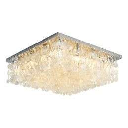 Moderne Hvit Skalllampe I Takmontering Med Innfelt Lysekrone