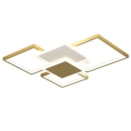 Moderne Gyllen, Innfelt Geometrisk Lysarmatur I Tak Med 2 Lag