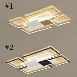 Moderne Gyllen, Innfelt Geometrisk Lysarmatur I Tak Med 2 Lag