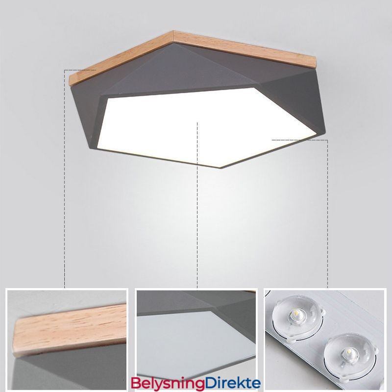 Moderne Taklampe I Diamantformet Design, Dimbar, Innfelt Taklampe