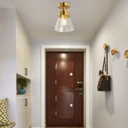 Moderne Taklampe I Glass Med 1 Lyspære I Messingfinish