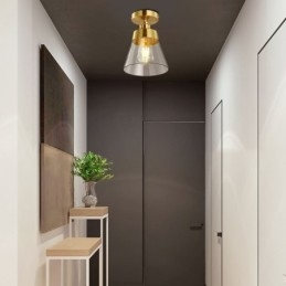 Moderne Taklampe I Glass Med 1 Lyspære I Messingfinish