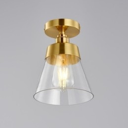 Moderne Taklampe I Glass Med 1 Lyspære I Messingfinish