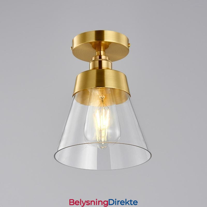 Moderne Taklampe I Glass Med 1 Lyspære I Messingfinish