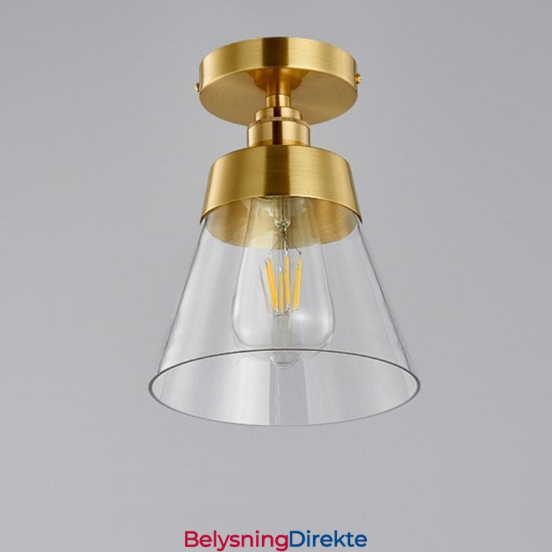 Moderne Taklampe I Glass Med 1 Lyspære I Messingfinish