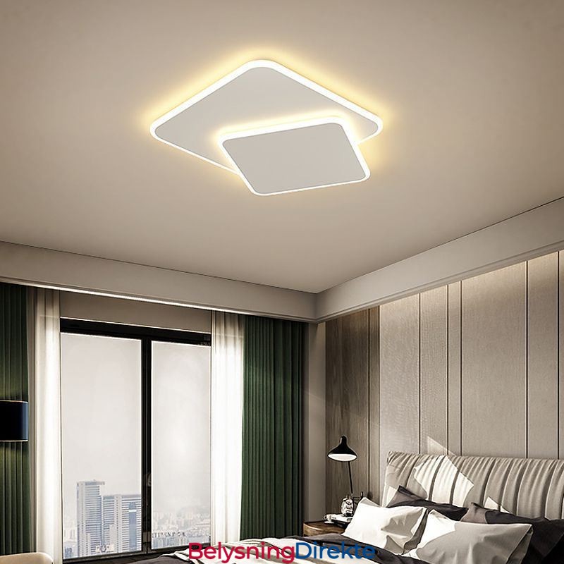 Innfelt Dobbel Firkantet Taklampe
