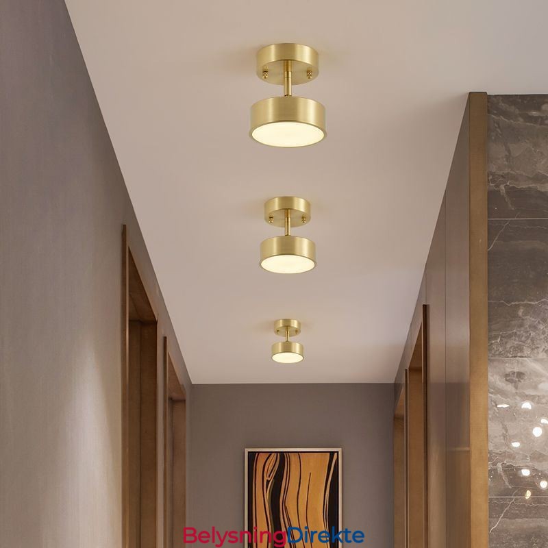 Mini Rund Taklampe I Gullkobber
